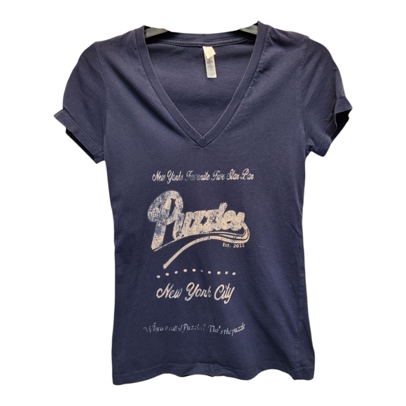 Bella Canvas Tops - Bella Canvas Navy Blue V-Neck Graphic T-Shirt New York City Women's Size S